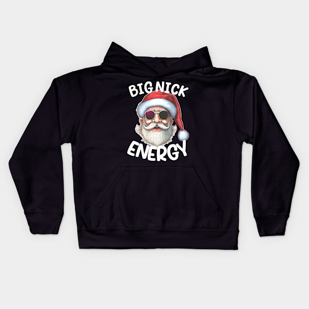 big nick energy, funny vintage santa claus wink christmas Kids Hoodie by hadlamcom